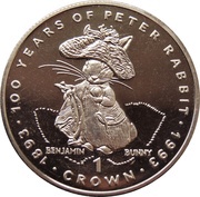 1 Crown - Elizabeth II Benjamin Bunny, United Kingdom, 1993 reverse image