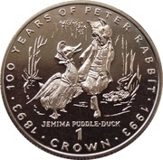1 Crown - Elizabeth II Jemima Puddle-Duck, United Kingdom, 1993 reverse image