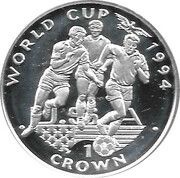 1 Crown - Elizabeth II 3 players running with ball; Silver Proof Issue, United Kingdom, 1994 reverse image