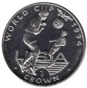 1 Crown - Elizabeth II Player heading ball, United Kingdom, 1994 reverse image