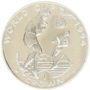 1 Crown - Elizabeth II Player heading ball; Silver Proof, United Kingdom, 1994 reverse image