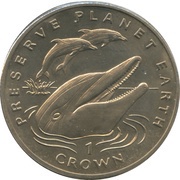 1 Crown - Elizabeth II Dolphin, United Kingdom, 1994 reverse image