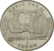 1 Crown - Elizabeth II King George VI meeting pilots, United Kingdom, 1994 reverse image