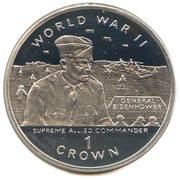 1 Crown - Elizabeth II General Eisenhower; Silver Proof, United Kingdom, 1994 reverse image