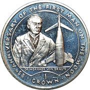 1 Crown - Elizabeth II Wernher von Braun reverse image