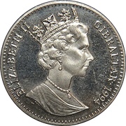 1 Crown - Elizabeth II First Man on the Moon - Saturn Rocket obverse image