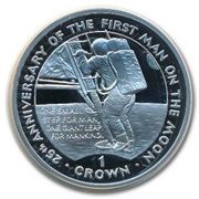 1 Crown - Elizabeth II First Man on the Moon - One Small Step; Silver Proof, United Kingdom, 1994 reverse image