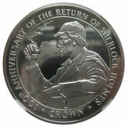 1 Crown - Elizabeth II Sherlock Holmes smoking pipe; Silver Proof, United Kingdom, 1994 reverse image