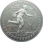 1 Crown - Elizabeth II Discus Thrower, United Kingdom, 1995 reverse image