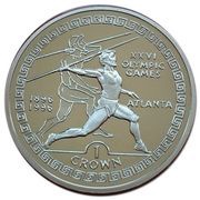 1 Crown - Elizabeth II Javelin Thrower; Silver Proof, United Kingdom, 1995 reverse image