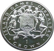 1 Crown - Elizabeth II Island Games-High Jumper, United Kingdom, 1995 reverse image