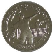 1 Crown - Elizabeth II Atlanta Olympics - Tennis; Silver Proof, United Kingdom, 1996 reverse image