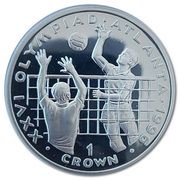1 Crown - Elizabeth II Atlanta Olympics - Volleyball; Silver Proof, United Kingdom, 1996 reverse image