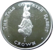 1 Crown - Elizabeth II Peter Rabbit standing, United Kingdom, 1997 reverse image