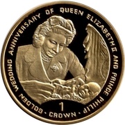 1 Crown - Elizabeth II Queen with baby Prince Charles; Silver Proof, United Kingdom, 1997 reverse image