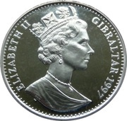 1 Crown - Elizabeth II Golden Wedding-Queen with Charles, Anne and monkey obverse image