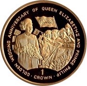 1 Crown - Elizabeth II Queen with cheering crowd; Silver Proof, United Kingdom, 1997 reverse image