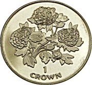 1 Crown - Elizabeth II Peonies, United Kingdom, 1997 reverse image