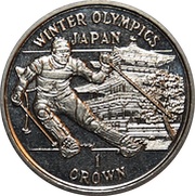 1 Crown - Elizabeth II Slalom skier, United Kingdom, 1998 reverse image