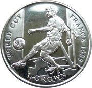 1 Crown - Elizabeth II Player kicking ball, United Kingdom, 1998 reverse image