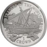 1 Crown - Elizabeth II Phoenician Ship; Silver Proof, United Kingdom, 1998 reverse image