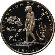 1 Crown - Elizabeth II Australopithecus, Lucy, United Kingdom, 1998 reverse image