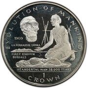 1 Crown - Elizabeth II Neandertal Man; Silver Proof, United Kingdom, 1998 reverse image