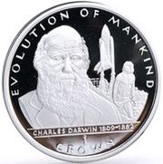 1 Crown - Elizabeth II Charles Darwin; Silver Proof, United Kingdom, 1998 reverse image