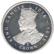 1 Crown - Elizabeth II King Canute; Silver Proof, United Kingdom, 1999 reverse image
