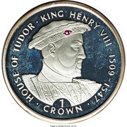1 Crown - Elizabeth II King Henry VIII; Silver Proof, United Kingdom, 1999 reverse image