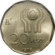 20 Pesos Soccer reverse image