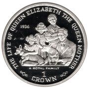 1 Crown - Elizabeth II 1936 Family Portrait; Silver proof, United Kingdom, 1999 reverse image