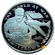 1 Crown - Elizabeth II Franklin D. Roosevelt; Silver Proof, United Kingdom, 1999 reverse image