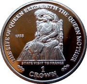 1 Crown - Elizabeth II State Visit to France, United Kingdom, 2000 reverse image