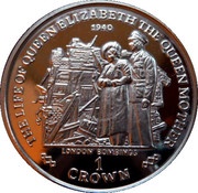 1 Crown - Elizabeth II London Bombings, United Kingdom, 2000 reverse image