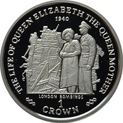 1 Crown - Elizabeth II London Bombings, United Kingdom, 2000 reverse image