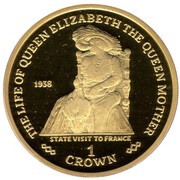 1 Crown - Elizabeth II State Visit to France; Gold Plated Silver, United Kingdom, 2000 reverse image