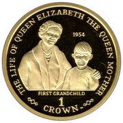 1 Crown - Elizabeth II First Grandchild 1954; Gold Plated Silver, United Kingdom, 2001 reverse image