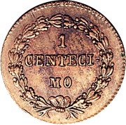 1 Centésimo misspelled "CENTECIMO" reverse image