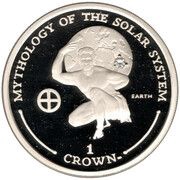 1 Crown - Elizabeth II The Earth; Silver Proof with Zirconia, United Kingdom, 2001 reverse image