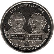 1 Crown - Elizabeth II Gladstone and Disraeli, United Kingdom, 2001 reverse image