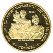 1 Crown - Elizabeth II The Coronation; Gold Plated Silver, United Kingdom, 2001 reverse image