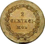 2 Centésimos misspelled "CENTECIMOS" reverse image
