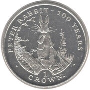 1 Crown - Elizabeth II Peter Rabbit - 100 Years, United Kingdom, 2002 reverse image
