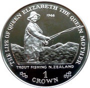 1 Crown - Elizabeth II Queen Mother Trout Fishing, United Kingdom, 2002 reverse image