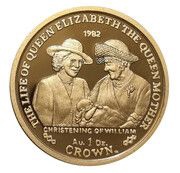 1 Crown - Elizabeth II Christening of William; Gold Proof, United Kingdom, 2002 reverse image