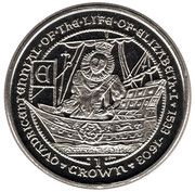1 Crown - Elizabeth II Elizabeth I - Gold Ryal 1583-1585, United Kingdom, 2003 reverse image