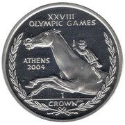 1 Crown - Elizabeth II Athens Olympics - Equestrian; Silver Proof, United Kingdom, 2003 reverse image