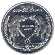1 Crown - Elizabeth II Athens Olympics - Field Hockey; Silver Proof, United Kingdom, 2003 reverse image