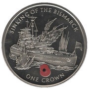 1 Crown - Elizabeth II Sinking of the Bismarck, United Kingdom, 2004 reverse image